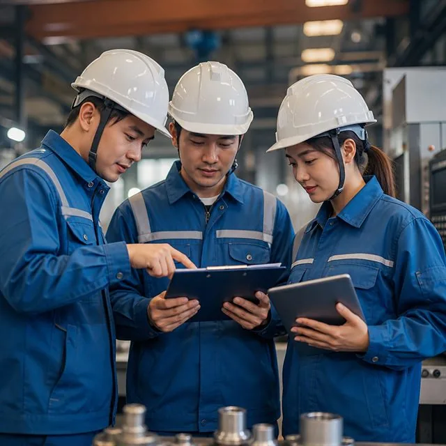 Service engineer supporting industrial automation equipment
