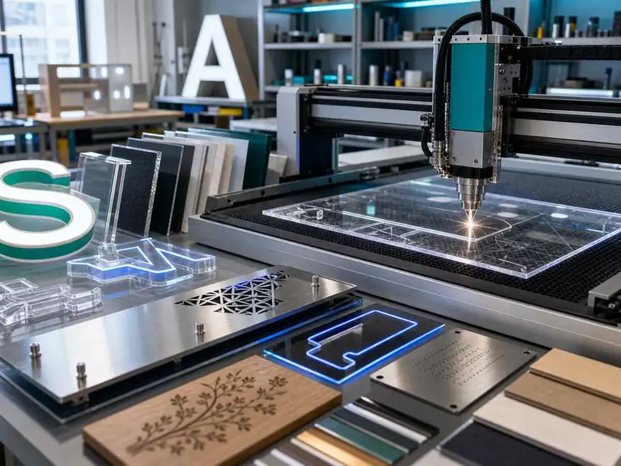Advertising signage laser processing