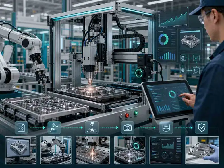 Engineer commissioning an automated laser workstation